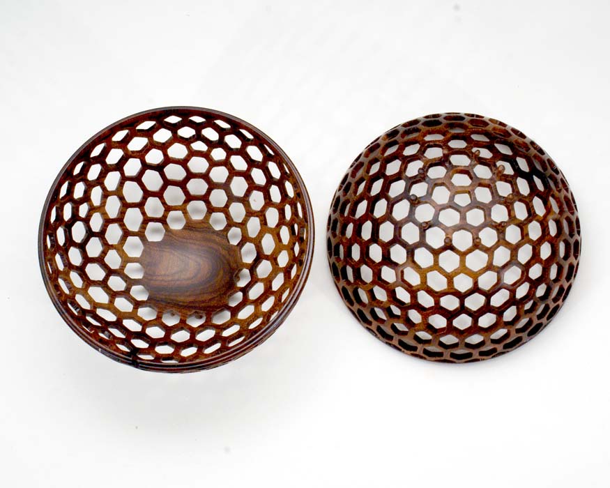 "Diatom 2" black agate wood, 4"H x 4"D, tung oil/varnish mix
