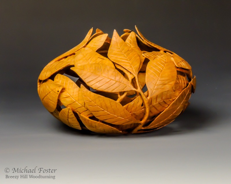 Black Cherry-   Black cherry leaves carved  in black cherry----SOLD