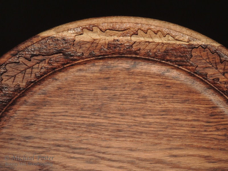English Oak-   Detail view of the carved oak leaves----SOLD