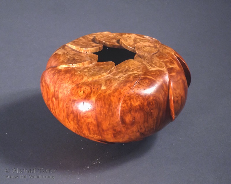 Iris-   Coolibah Burl, Tung oil, 2.75&rdquo;H x 4.5&rdquo;D----SOLD