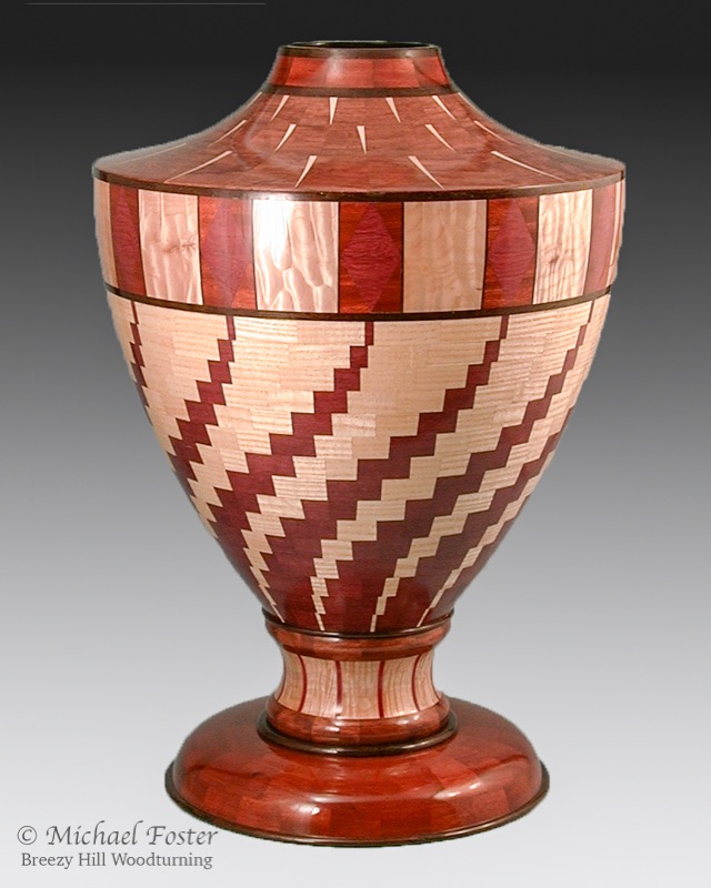 Royal Spiral-   Wenge, bloodwood, bubinga, curly maple, purpleheart, ash, quilted maple----SOLD