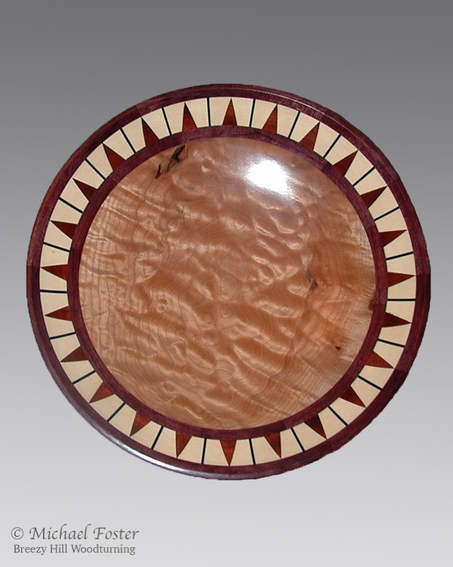 Maple Lotus-   quilted maple, bloodwood, holly, purpleheart, 6