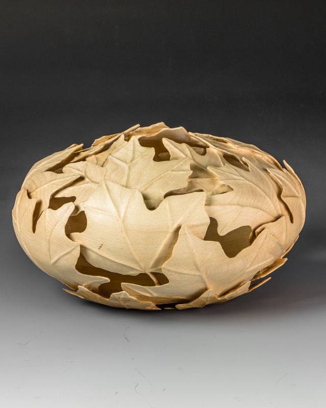 Fibonacci Maple II-   Sugar maple leaves carved in Fibonacci Spirals----SOLD