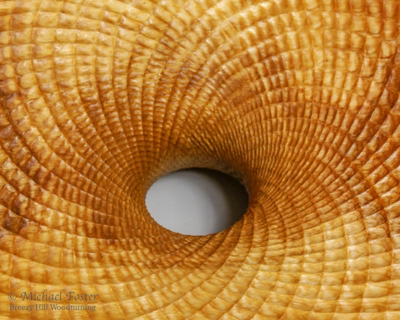 Fibonacci Wormhole-   The inside has 34 spirals in one direction and 55 in the other.----AVAILABLE