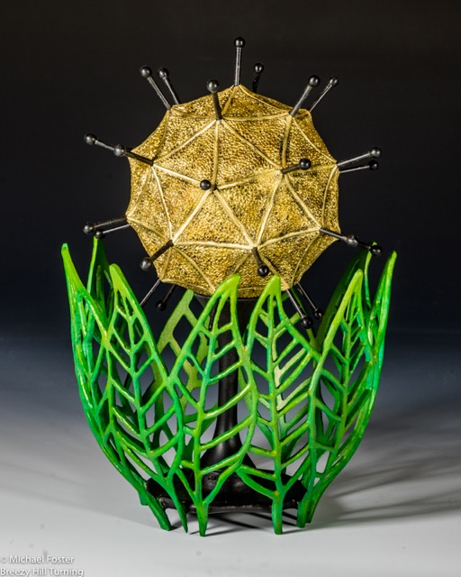 Geometallic Seed Pod- Inspired by the flowers and leaves of the Buttonbush plant that grows near wetlands here in VT--- AVAILABLE