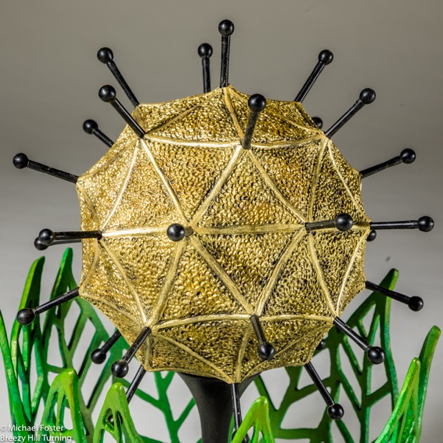 Geometallic Seed Pod- The geometry of the pod is that of a Pentakis Dodecahedron that has 32 vertices, 60 equilateral triangle faces and 90 edges--- AVAILABLE