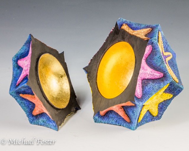 Platonic Ocean-   Box open showing the interior sphere and gold leaf.----AVAILABLE