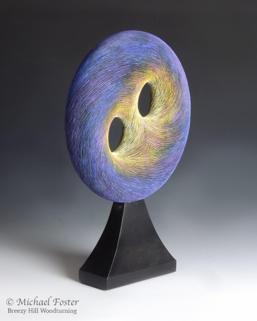 Binary Black Hole-   Form- Cherry, India Ink and Acrylics, Stand- Maple and acrylics----AVAILABLE