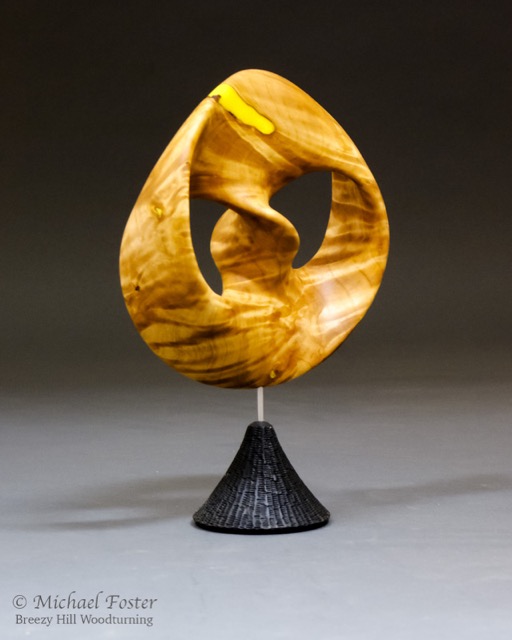 Infinite Loop-   Elder burl, colored epoxy, oil.  5.5&rdquo;D x 2&rdquo;----AVAILABLE