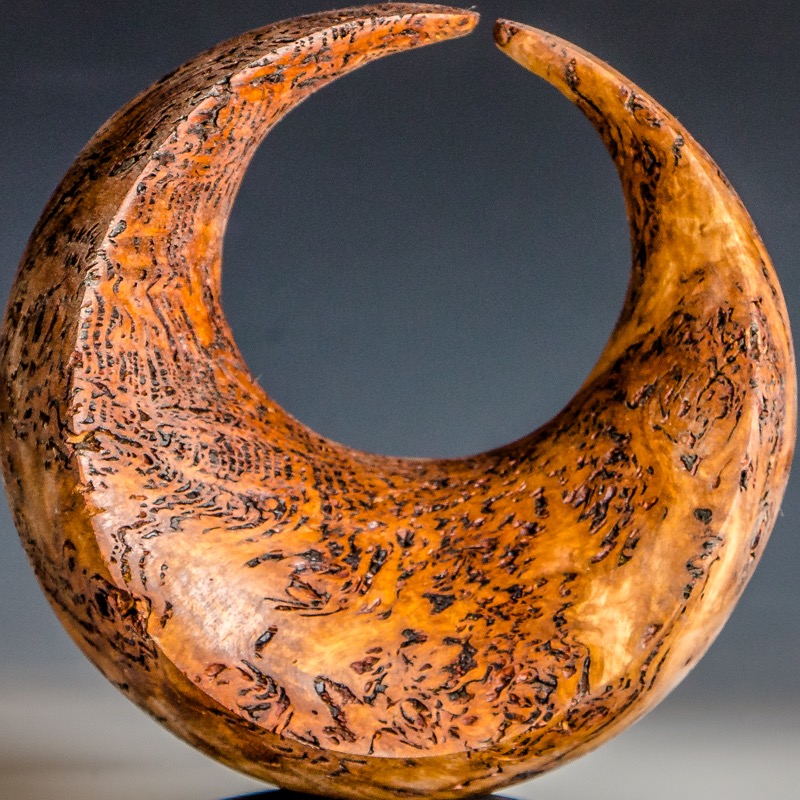 Almost-   Gimlet burl, Bush oil.  Macassar Ebony base.  5.25&rdquo;x 3.5&rdquo;x 6&rdquo;----AVAILABLE