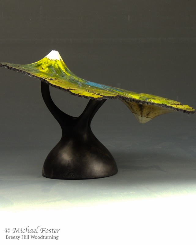 Before and After-   A side view that more clearly shows the form created by multi-axial turning.  The stand is also a result of multi axis turning.----SOLD