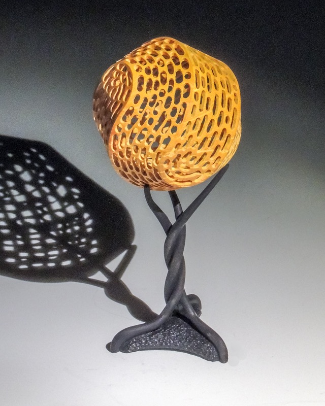 Sphericon II-   Stand- Maple, Black leather dye, Krylon, 8.5&rdquo; tall with stand----AVAILABLE